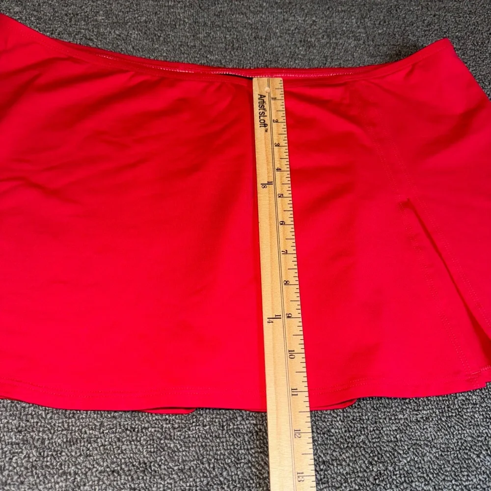 La Blanca Red Swim Skirt Side Slit Bikini Bottom Cover Up Large Beach Resortwear
